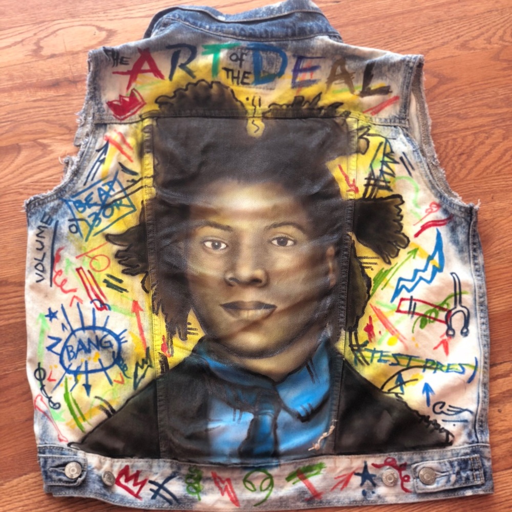 Basquait Inspired Denim Levi Vest